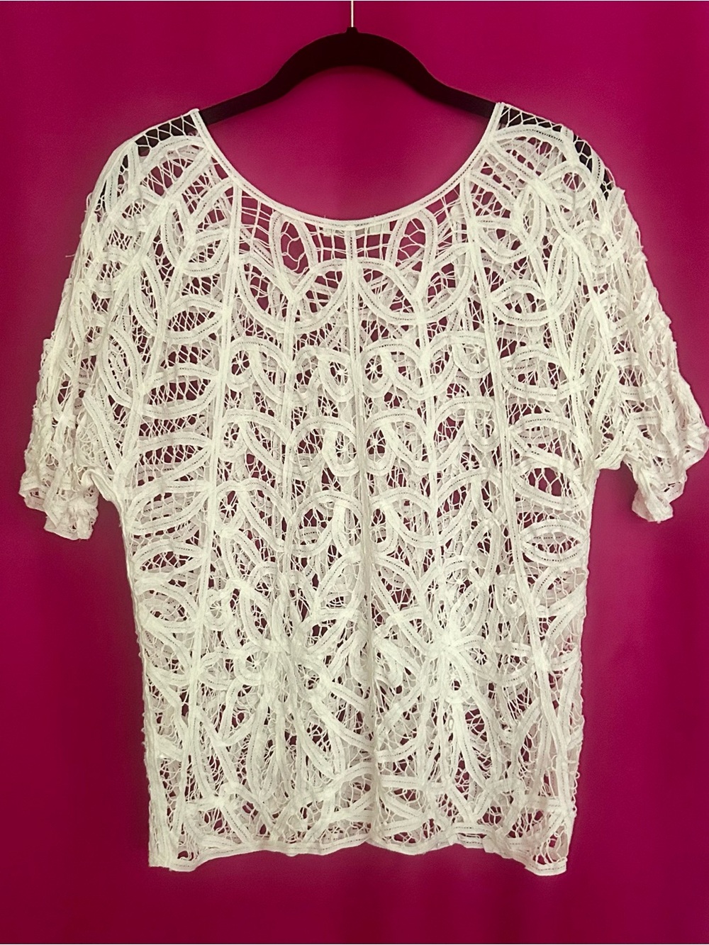 hinge White Crochet Short-Sleeve Top - Picture 2 of 2